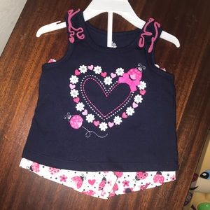 3/6 month lady bug and heart summer short set
